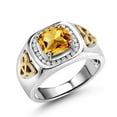 thumbnail image 1 of Gem Stone King 2.26 Ct Yellow Citrine Lab Grown Diamond 925 Silver and 10K Yellow Gold Men's Ring | Size 8, 1 of 6