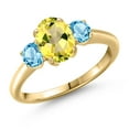 thumbnail image 1 of Gem Stone King 2.27 Ct Canary Mystic Topaz Swiss Blue Topaz 18K Yellow Gold Plated Silver Ring (Size 7), 1 of 6