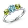 thumbnail image 1 of Gem Stone King 925 Sterling Silver Blue Zircon and Green Peridot Engagement Ring for Women | 2.30 Cttw | Round 6MM | Gemstone Birthstone | Size 9, 1 of 6