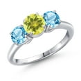 thumbnail image 1 of Gem Stone King 925 Sterling Silver Canary Mystic Topaz and Swiss Blue Topaz Engagement Ring for Women | 2.30 Cttw | Round 6MM | Gemstone November Birthstone | Size 6, 1 of 6