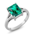 thumbnail image 1 of Gem Stone King 2.30 Cttw Green Nano Emerald Solitaire Engagement Ring for Women | 925 Sterling Silver | Emerald Cut 9X7MM | Gemstone May Birthstone | Available in Size 5,6,7,8,9, 1 of 5