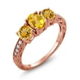 thumbnail image 1 of Gem Stone King 2.32 Ct Oval Yellow Citrine 18K Rose Gold Plated Silver Moissanite Ring (Size 8), 1 of 4