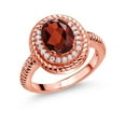 thumbnail image 1 of Gem Stone King 2.39 Ct Oval Red Garnet 18K Rose Gold Plated Silver Halo Engagement Ring (Size 6), 1 of 3