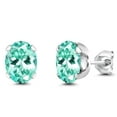 thumbnail image 1 of Gem Stone King 925 Sterling Silver Blue Apatite Stud Earrings for Women Men | 2.40 Cttw | Gemstone Birthstone | Oval 8X6MM, 1 of 4