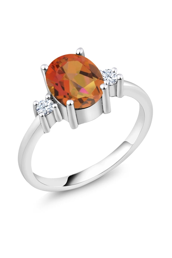 2.40 Ct Oval Twilight Orange Mystic Quartz 925 Sterling Silver Ring