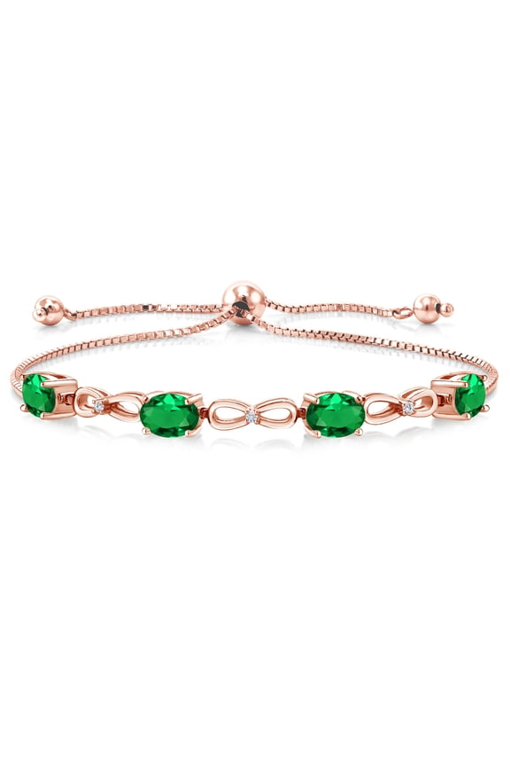 2.42 Ct Green Nano Emerald E-F Lab Grown Diamond 18K Rose Gold Plated Silver Bracelet for Women