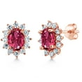 thumbnail image 1 of Gem Stone King 2.42 Ct Oval Pink Tourmaline 18K Rose Gold Plated Silver Earrings, 1 of 6
