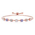 thumbnail image 1 of Gem Stone King 2.43 Ct and E-F Lab Grown Diamond Blue Tanzanite 18K Rose Gold Plated Silver Tennis Bracelet for Women (Fully Adjustable up to 9 inch), 1 of 3