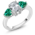 thumbnail image 1 of Gem Stone King 2.44 Ct Oval White Topaz Green Nano Emerald 925 Sterling Silver Ring (Size 5), 1 of 4
