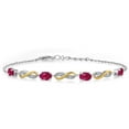 thumbnail image 1 of Gem Stone King 2.45 Ct Oval Red Ruby 925 Silver and 10K Yellow Gold Lab Grown Diamond Infinity Bracelet for Women Mother's Mom Wife Her, Fully Adjustable up to 7.5 inch), 1 of 6