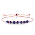 thumbnail image 1 of Gem Stone King 2.45 Ct Round Blue Created Sapphire 18K Rose Gold Plated Silver Bracelet for Women, 1 of 3
