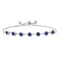 thumbnail image 1 of Gem Stone King 2.45 Cttw Blue Created Sapphire Tennis Bracelet for Women in 925 Sterling Silver | Round 4.5MM | Fully Adjustable up to 9 inch, 1 of 6