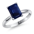 thumbnail image 1 of Gem Stone King 2.45 Cttw PT900 Platinum 900 Blue Sapphire Engagement Ring for Women | Emerald Cut 9X7MM | Gemstone Birthstone | Wedding Anniversary Promise Ring for Women | Size 5,6,7,8,9, 1 of 6