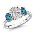 thumbnail image 1 of Gem Stone King 2.46 Cttw IGI Certified Lab Grown Diamond and Blue Tanzanite in 925 Silver and 10K Yellow Gold Engagement Ring for Women | Center Diamond 1.5 Ct | D-E Color | VS1 Clarity | Size 5, 1 of 6