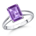 thumbnail image 1 of Gem Stone King 10K White Gold Purple Amethyst Engagement Ring for Women | 2.50 Cttw | Emerald Cut 9X7MM | Gemstone February Birthstone | Size 6, 1 of 6