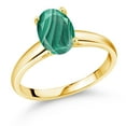 thumbnail image 1 of Gem Stone King 2.50 Ct Oval Green Malachite 10K Yellow Gold Ring, 1 of 4