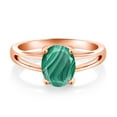 thumbnail image 1 of Gem Stone King 2.50 Ct Oval Green Malachite 18K Rose Gold Plated Silver Ring, 1 of 4