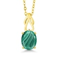 thumbnail image 1 of Gem Stone King 2.50 Ct Oval Green Malachite 18K Yellow Gold Plated Silver Pendant with Chain, 1 of 4