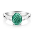thumbnail image 1 of Gem Stone King 2.50 Ct Oval Green Malachite 925 Sterling Silver Ring, 1 of 4