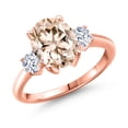 thumbnail image 1 of Gem Stone King 2.50 Ct Oval Peach Morganite 18K Rose Gold Plated Silver Ring, 1 of 6