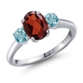 thumbnail image 1 of Gem Stone King 2.50 Ct Oval Red Garnet Blue Zircon 925 Sterling Silver Ring, 1 of 6