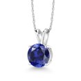 thumbnail image 1 of Gem Stone King 2.50 Ct Round Blue Created Sapphire 14K White Gold Pendant With Chain, 1 of 5
