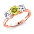 thumbnail image 1 of Gem Stone King 18K Rose Gold Plated Silver Canary Mystic Topaz and White Zirconia Engagement Ring for Women | 2.50 Cttw | Round 6MM | Gemstone November Birthstone | Size 6, 1 of 6