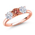 thumbnail image 1 of Gem Stone King 18K Rose Gold Plated Silver Ecstasy Mystic Topaz and White Zirconia Engagement Ring for Women | 2.50 Cttw | Round 5MM | Gemstone November Birthstone | Size 7, 1 of 6