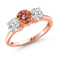 thumbnail image 1 of Gem Stone King 18K Rose Gold Plated Silver Ecstasy Mystic Topaz and White Zirconia Engagement Ring for Women | 2.50 Cttw | Round 6MM | Gemstone November Birthstone | Size 5, 1 of 6