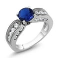 thumbnail image 1 of Gem Stone King 2.51 Ct Round Blue Created Sapphire 925 Sterling Silver Women's Engagement Ring (Size 5), 1 of 3