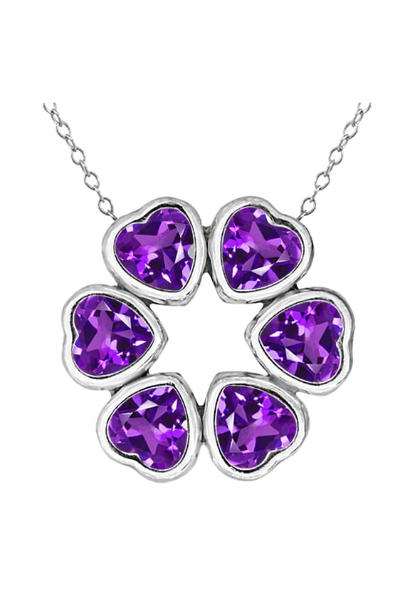 2.52 Ct Heart Shape Purple Amethyst 925 Sterling Silver Pendant With Chain