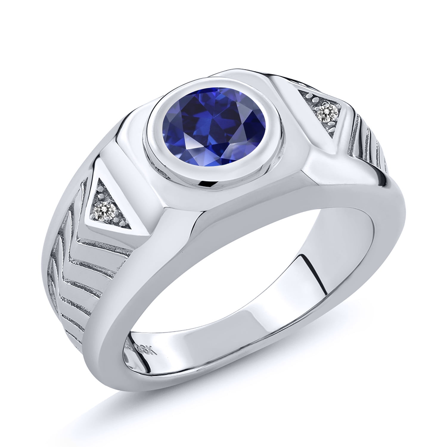 【美品】GEM STONE KING リング Silver925 #12 Gem Stone King 2.49 Ct Round Blue Sapphire White Diamond 925