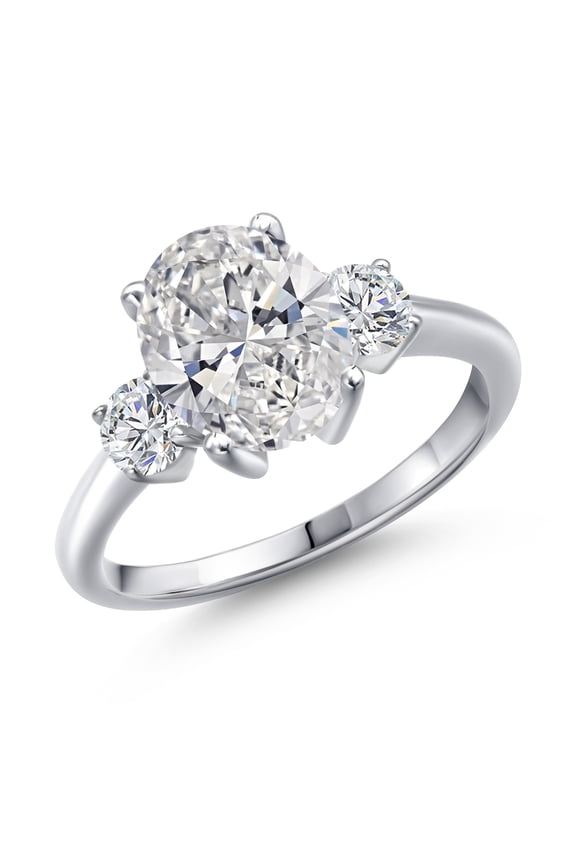 2.54 Cttw IGI Certified Lab Grown Diamond 3-Stone Engagement Ring for Women | 925 Sterling Silver | Center 2.00 Ct Diamond | E-F Color | VS1-VS2 Clarity | Available in Size 5,6,7,8,9
