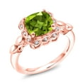 thumbnail image 1 of Gem Stone King 2.55 Ct Green Peridot White Created Sapphire 18K Rose Gold Plated Silver Ring, 1 of 6