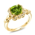thumbnail image 1 of Gem Stone King 2.55 Ct Green Peridot White Created Sapphire 18K Yellow Gold Plated Silver Ring, 1 of 6