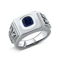 thumbnail image 1 of Gem Stone King 2.56 Ct Blue Simulated Sapphire White Created Sapphire 925 Silver Men's Ring (Size 13), 1 of 3