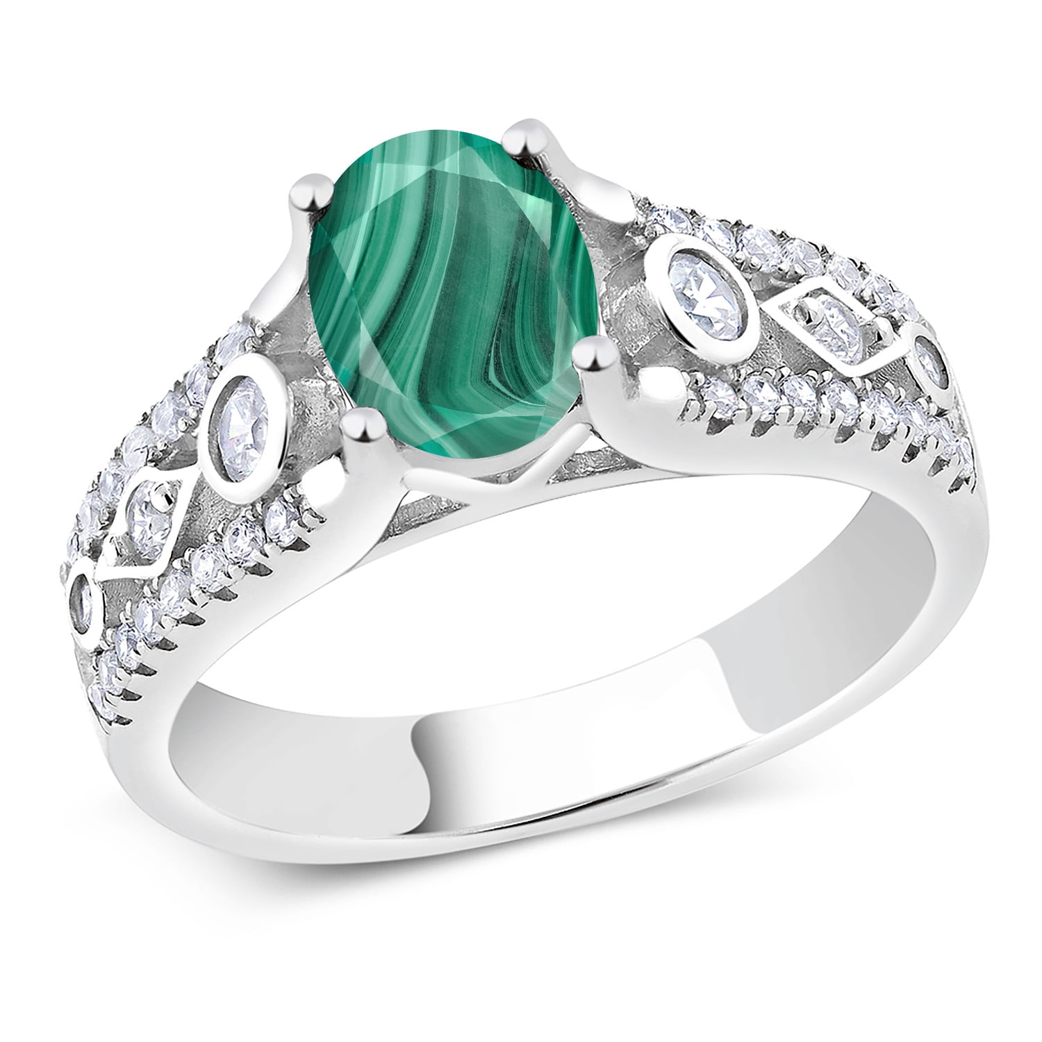 Gem Stone King 2.56 Ct Oval Green Malachite 925 Sterling