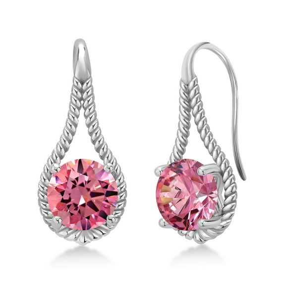 Gem Stone King 2.56 Ct Round Fancy Pink Zirconia 925 Sterling Silver Earrings