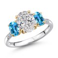 thumbnail image 1 of Gem Stone King 2.56 Cttw IGI Certified Lab Grown Diamond and Green Tourmaline in 925 Silver and 10K Yellow Gold Engagement Ring for Women | Center Diamond 1.5 Ct | D-E Color | VS1 Clarity | Size 8, 1 of 6