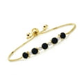 thumbnail image 1 of Gem Stone King 2.58 Ct Black Onyx White Created Sapphire 18K Yellow Gold Plated Silver Tennis Bracelet for Women, 1 of 3