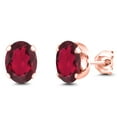 thumbnail image 1 of Gem Stone King 18K Rose Gold Plated Silver Ruby Red Mystic Topaz Stud Earrings for Women Men | 2.60 Cttw | Gemstone November Birthstone | Oval 8X6MM, 1 of 4