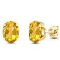 thumbnail image 1 of Gem Stone King 18K Yellow Gold Plated Silver Yellow Citrine Stud Earrings for Women Men | 2.60 Cttw | Gemstone November Birthstone | Oval 8X6MM, 1 of 4
