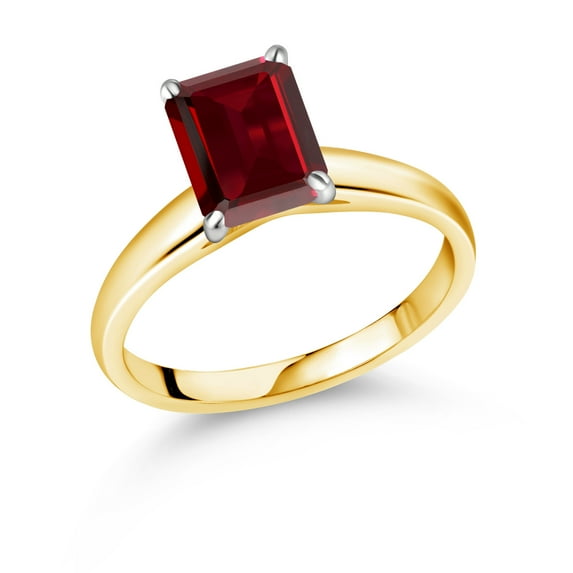 Gem Stone King 2.61 Ct Octagon Red Garnet 10K Yellow and White Gold Ring Ring