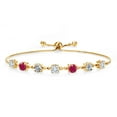 thumbnail image 1 of Gem Stone King 2.61 Ct and E-F Lab Grown Diamond Red Ruby 18K Yellow Gold Plated Silver Tennis Bracelet for Women (Fully Adjustable up to 9 inch), 1 of 3