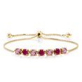 thumbnail image 1 of Gem Stone King 2.64 Ct Pink Lab Grown Diamond Red Created Ruby 18K Yellow Gold Plated Silver Bracelet for Women, 1 of 3