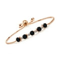 thumbnail image 1 of Gem Stone King 2.64 Ct Round Black Onyx White Diamond 18K Rose Gold Plated Silver Bracelet for Women, 1 of 5