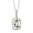 thumbnail image 1 of Gem Stone King 2.65 Ct Green Prasiolite White Created Sapphire 925 Sterling Silver Pendant with Chain, 1 of 5