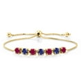 thumbnail image 1 of Gem Stone King 2.65 Ct Red Created Ruby Blue Created Sapphire 18K Yellow Gold Plated Silver Bracelet for Women, 1 of 3