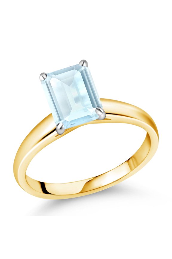 2.66 Ct Sky Blue Topaz 10K Yellow and White Gold Ring Ring