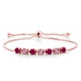 thumbnail image 1 of Gem Stone King 2.68 Ct Red Created Ruby Pink Lab Grown Diamond 18K Rose Gold Plated Silver Bracelet for Women, 1 of 3